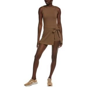 Marion Womens  2Pc Tie Front Tennis Mini Dress & Short Set, Brown
